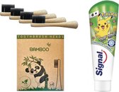 green-goose® 4 Duurzame Bamboe Sonicare Kinder Opzetborstels + Gratis Bamboe Wasdoekje