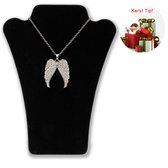 Halsketting display met ketting Angel Wings Diamant-strass-verzilverd-nikkelvrij-kerstkado- bijoux-Moederdag