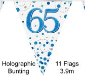 Oaktree - Vlaggenlijn Happy 65 Birthday Blue Holographic (4 meter)