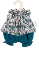 Olimi poppen kledingset 'Flower turquoise' voor een pop van ca. 21 cm