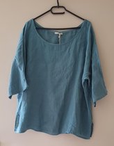 Boho top met kant en sierwerk in ROOS kleur, vintage stijl maat 40