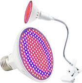 DirectSupply LED Groeilamp - 200 LEDs (Rood + Blauw) - Kweeklamp met Flexibele Houder - Groeilamp E27 fitting - Kweeklamp - Met klemhouder - Bevordert het groeiproces van (jonge) plantjes - G