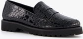 Nova dames loafers met croco print - Zwart - Maat 39