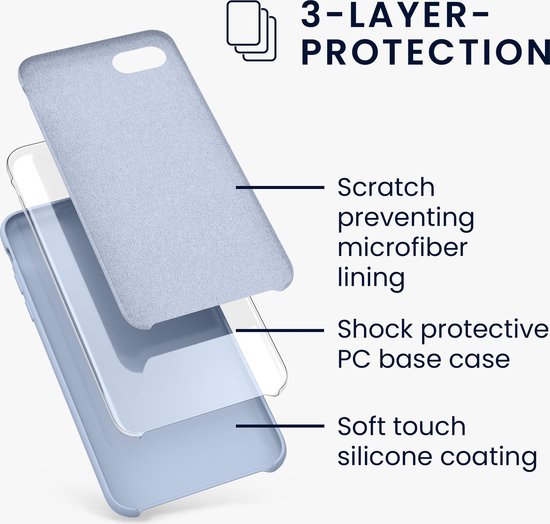 kwmobile telefoonhoesje voor Apple iPhone SE (2022) / SE (2020) / 8 / 7 - Hoesje met siliconen coating - Smartphone case in mat lichtblauw - kwmobile