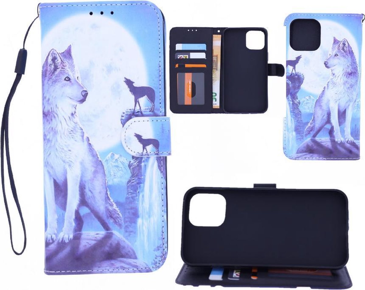 Bookcase Geschikt voor: iPhone 12 Pro Max hoesje met print - Wolf