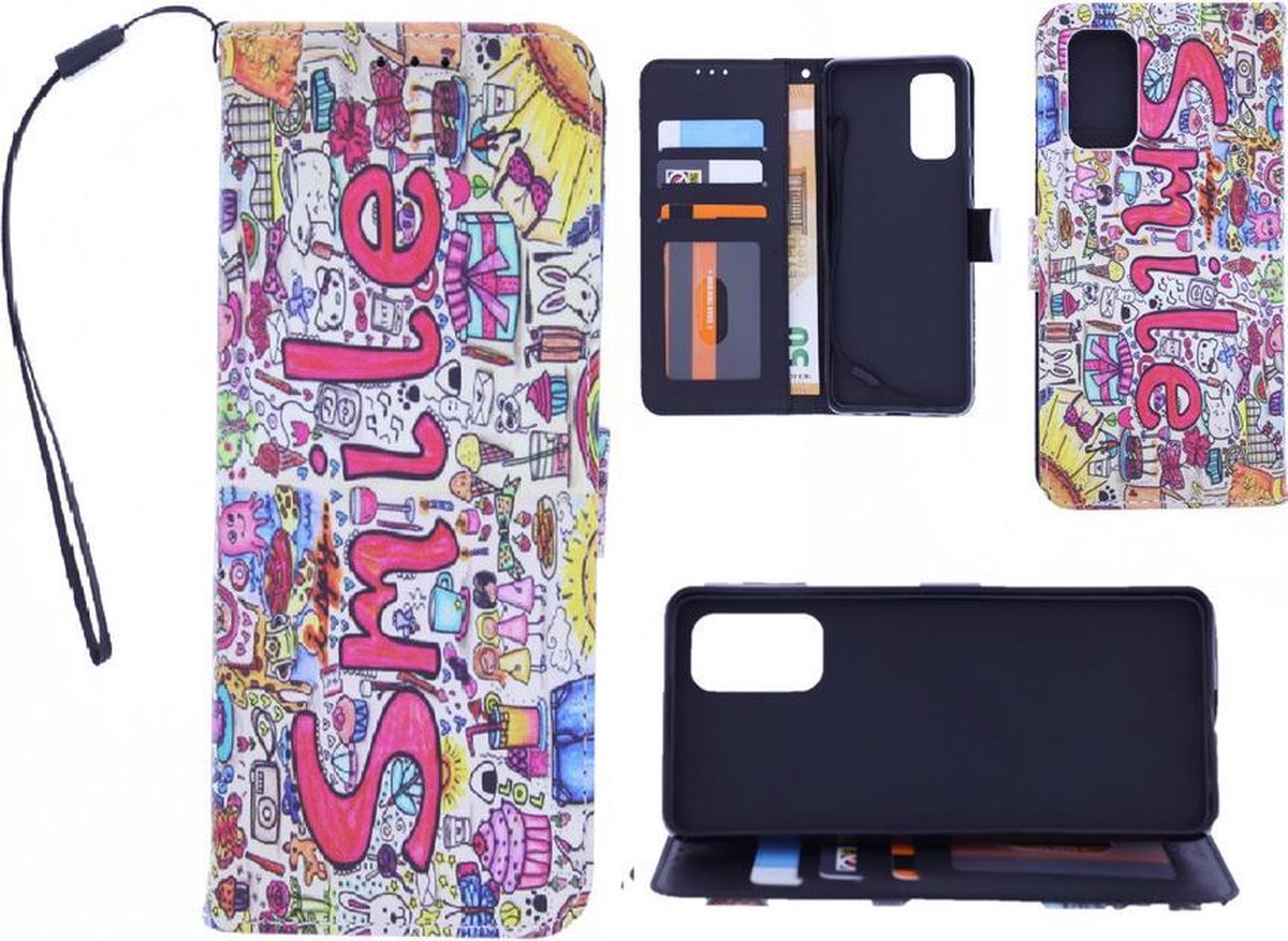 Bookcase Geschikt voor: Oppo Find X2 Neo hoesje met print - Smile Graffiti