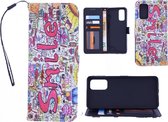 Bookcase Geschikt voor: Oppo A54 5G / A74 5G / A93 5G hoesje met print - Smile Graffiti