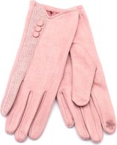 Roze handschoenen met knoopjes als detail