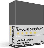 Droomtextiel Dubbel Jersey Hoeslaken - Antraciet Eenpersoons 90x220 cm - 100% Katoen - Hoge Hoek - Heerlijk Zacht - Strijkvrij - Rondom elastiek - Stretch - Dubbel Dikke Kwaliteit