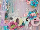 Dielay - Diamond Painting Pakket - Letters Love - 40x30 cm - Complete Set - Volledige Bedekking - Ronde Steentjes