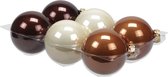 6x stuks kerstversiering kerstballen natuurtinten (opal natural) van glas - 8 cm - mat/glans - Kerstboomversiering