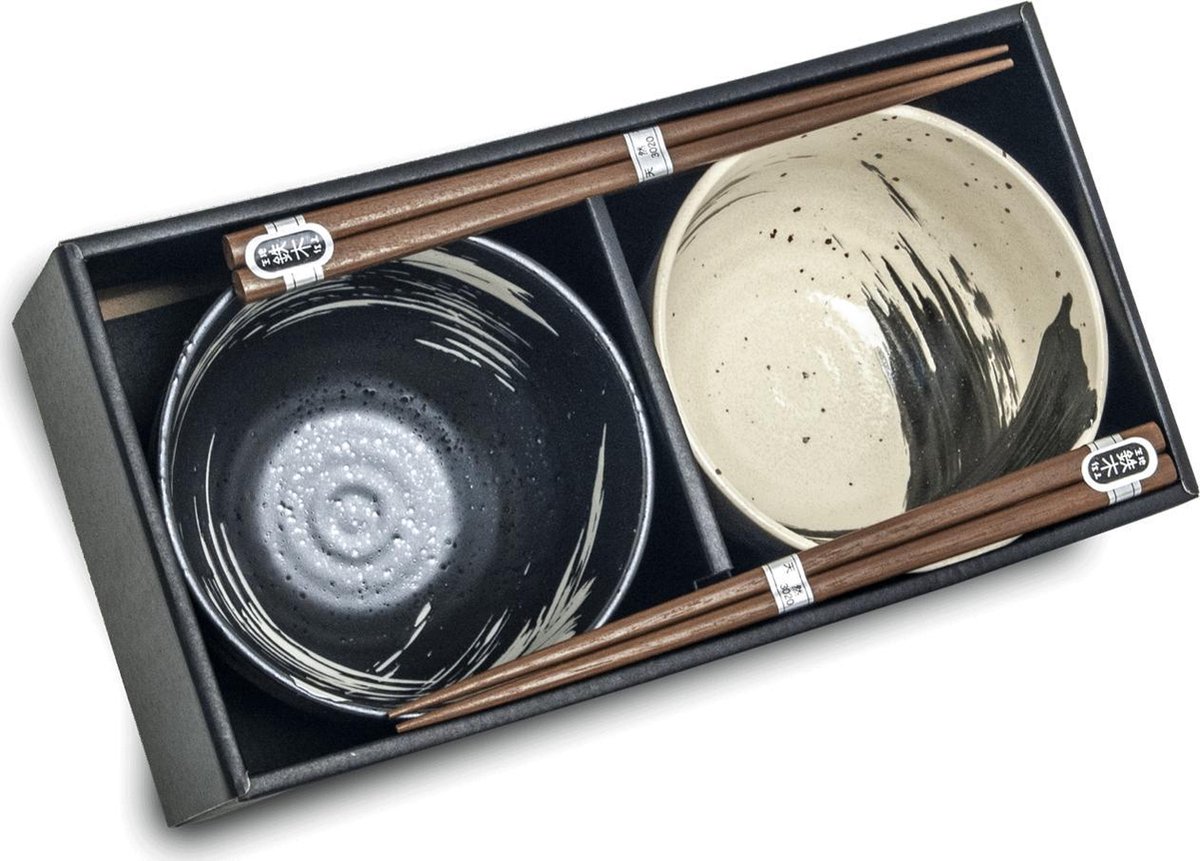 EDO JAPAN - ZWARTWIT EETSET (O/13CM|H8CM)