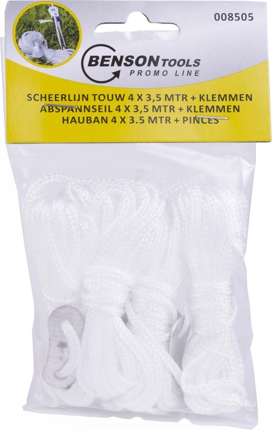 Benson Touw Scheerlijn - 3.5 meter - met Klemmen - 4 stuks van Benson — afbeelding 2