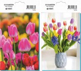 MGPcards - 10x dubbele wenskaart met envelop - Blanco Bloemen - 11,5 x 17 cm