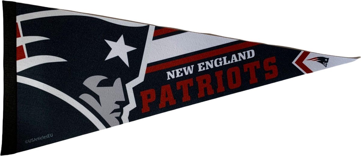 USArticlesEU - New England Patriots - NFL - Wimpel - Vlag Vaantje - American Football - Tom Brady - Sportvaantje - Pennant - Blauw/Rood/Wit - 31 x 72 cm