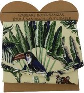 Wasbare Boterhamzak - Jungle Print - Herbruikbaar - Groen / Beige - Katoen - Ø 36 cm