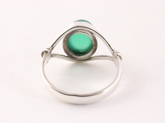 Bague en argent ajourée avec onyx vert - taille 16,5