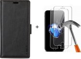 GSMNed – Hoogwaardig iPhone 7/8/SE Hoesje Zwart – Luxe Leren Pu Hoesje – 3 pasjes houder – Bekus hoesje – magnetische sluiting – Met Screenprotector