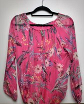 Dames blouse Kamala gebloemd cerise S/M