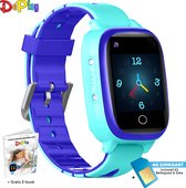 DEPLAY 4G KidsWatch - Smartwatch Kinderen - GPS Tracker - Hartslag en Bloeddrukmeter- Videobellen - Camera - (Spat)Waterproof -Inclusief Simkaart en E-Book - Blauw
