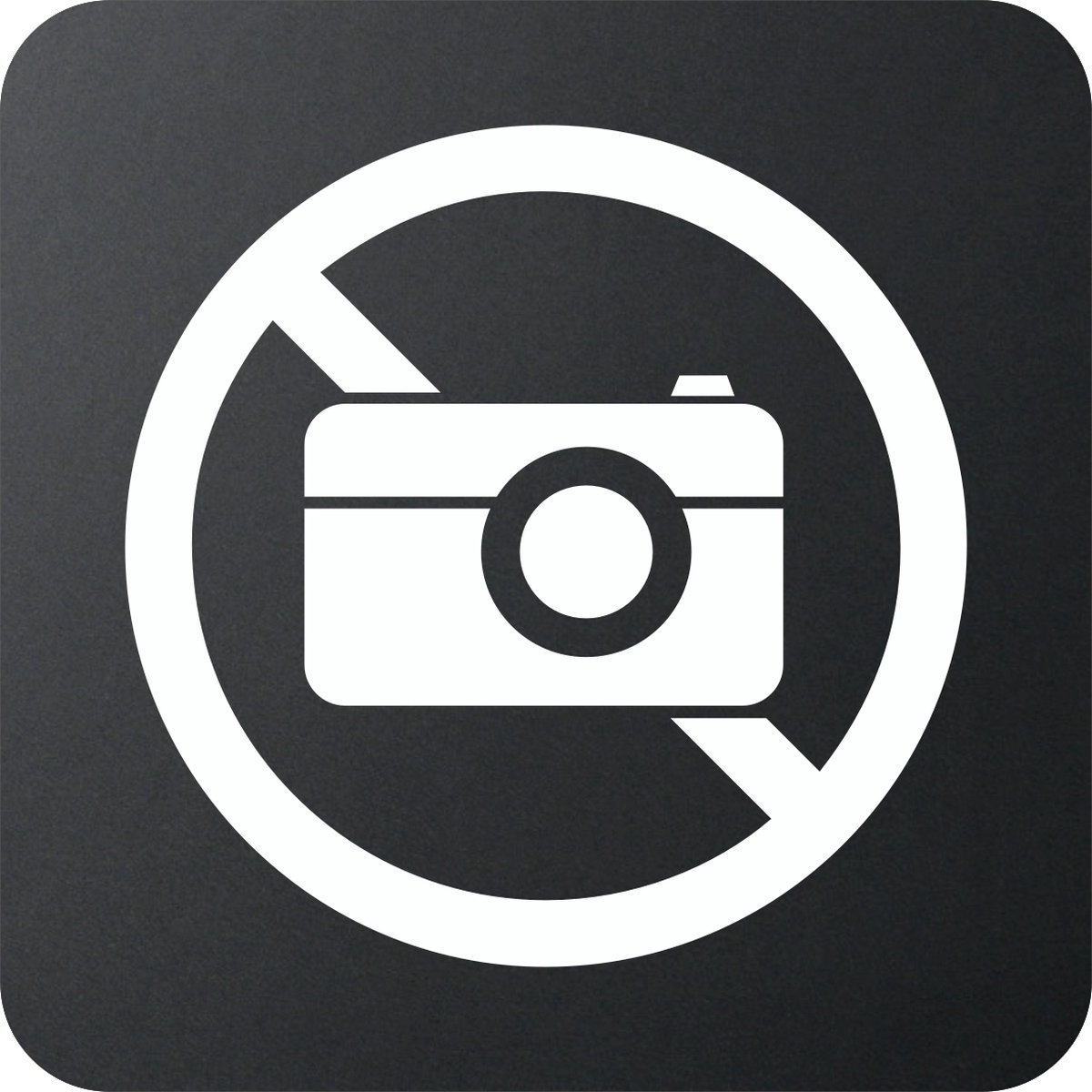 Zwart Pictogram infobord - 10cm x 10cm - Zelfklevend - type: Verboden te filmen