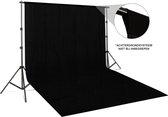 2x3m - Katoen - Zwart achtergronddoek voor fotografie en videografie / fotostudio / streaming etc.
