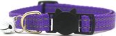 Luxe kattenhalsband Met belletje - Reflecterend - Paars - Veiligheidssluiting