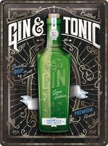 3D metalen wandbord "GIN & TONIC" 30x40cm