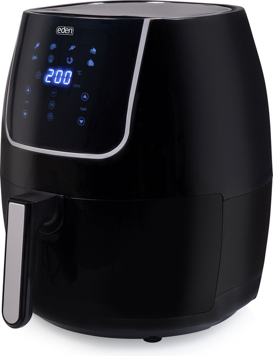 Airfryer XXL - Eden ED-7012 - Heteluchtfriteuse XXL – Inhoud: 6 liter – Digitale bediening - Braden, grillen, bakken, roosteren én frituren tot 80% minder vet - 1500gr friet - Eden Appliances