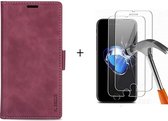 GSMNed – Hoogwaardig iPhone X/XS Hoesje Rood – Luxe Leren Pu Hoesje – 3 pasjes houder – Bekus hoesje – magnetische sluiting – Met Screenprotector