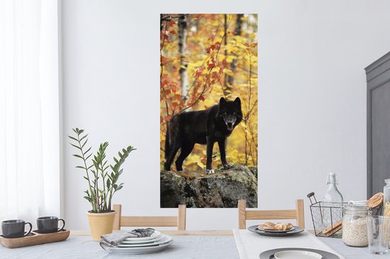 Stickers Stickers muraux - Loup - Roche - Arbre - 60x120 cm - Feuille adhésive