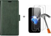 GSMNed – Hoogwaardig iPhone X/XS Hoesje Groen – Luxe Leren Pu Hoesje – 3 pasjes houder – Bekus hoesje – magnetische sluiting – Met Screenprotector