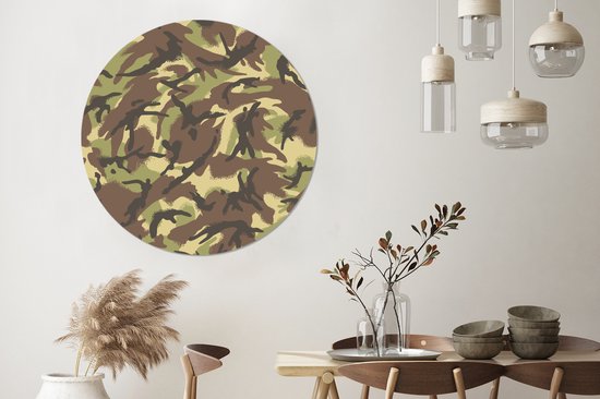 Motif camouflage aux couleurs naturelles. Cercle mural aluminium ⌀ 140 cm