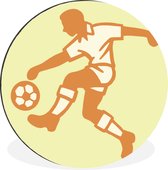 WallCircle - Wandcirkel - Muurcirkel - Een illustratie van een persoon die de voetbal aanneemt - Jongens - Meisjes - Kinderen - Aluminium - Dibond - ⌀ 30 cm - Binnen en Buiten