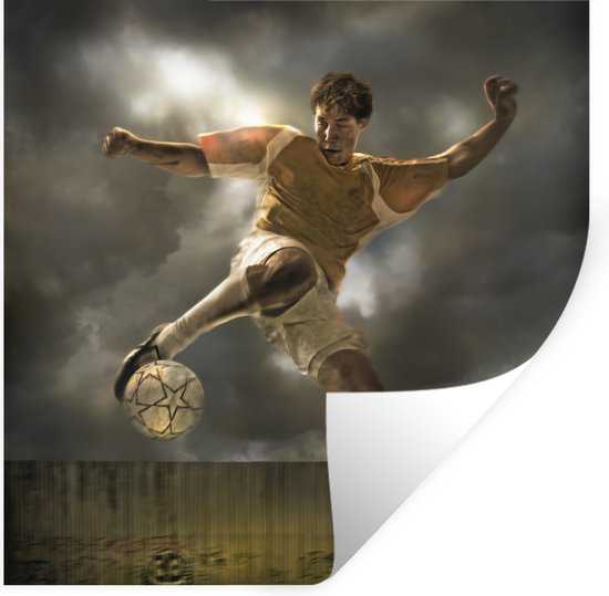 Stickers Stickers muraux - un joueur de football qui tape dans le ballon -  50x50 cm -... | bol.com