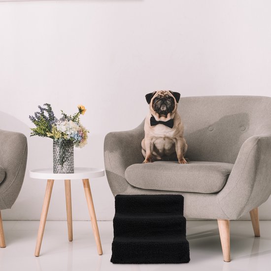 Hondentrap 3 tredes - voor bank - kleine honden - 30 cm - zwart