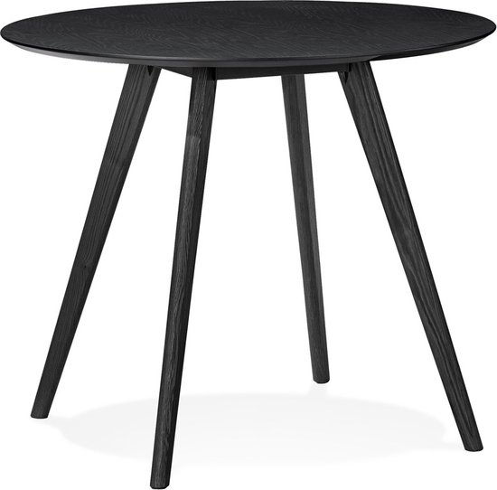 Alterego Zwarte ronde keukentafel 'MIDY' in Scandinavische stijl - ø 90 cm