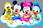 JJ-Art (Canvas) | Disney figuren voor babykamer - kinderkamer | Baby Donald Duck, Mickey en Minnie Mouse, Pluto, rood, geel, blauw, grijs, modern | Foto-Schilderij print (wanddecoratie) | KIE
