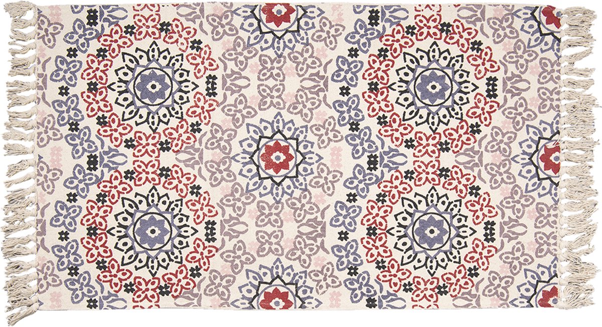 Vloerkleed 140x200 cm Blauw Rood Katoen