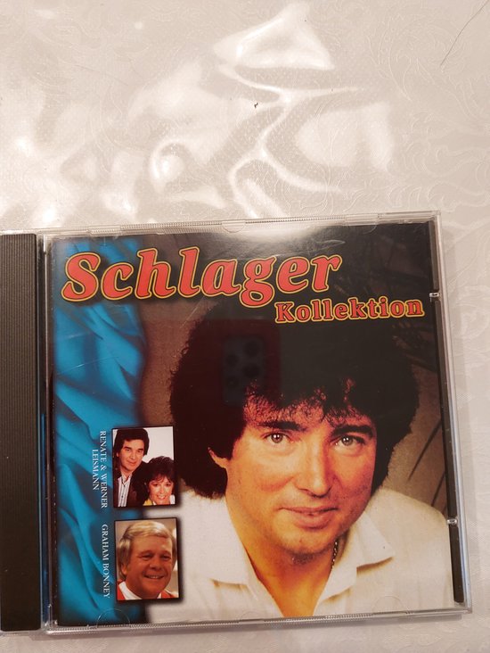 Cd-hoes met een close-up van een man en de tekst 'Schlager Kollektion'. Kleine foto's van Renate & Werner Leismann en Graham Bonney.