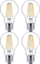 Greenways - Led Lampen - E27 - 7Watt (60w) - Helder glas - Filament - Warm wit licht - 2700K - 7W (vervangt 60w) - Grote fitting - Zuinig - Niet dimbaar - 4 STUK(S)