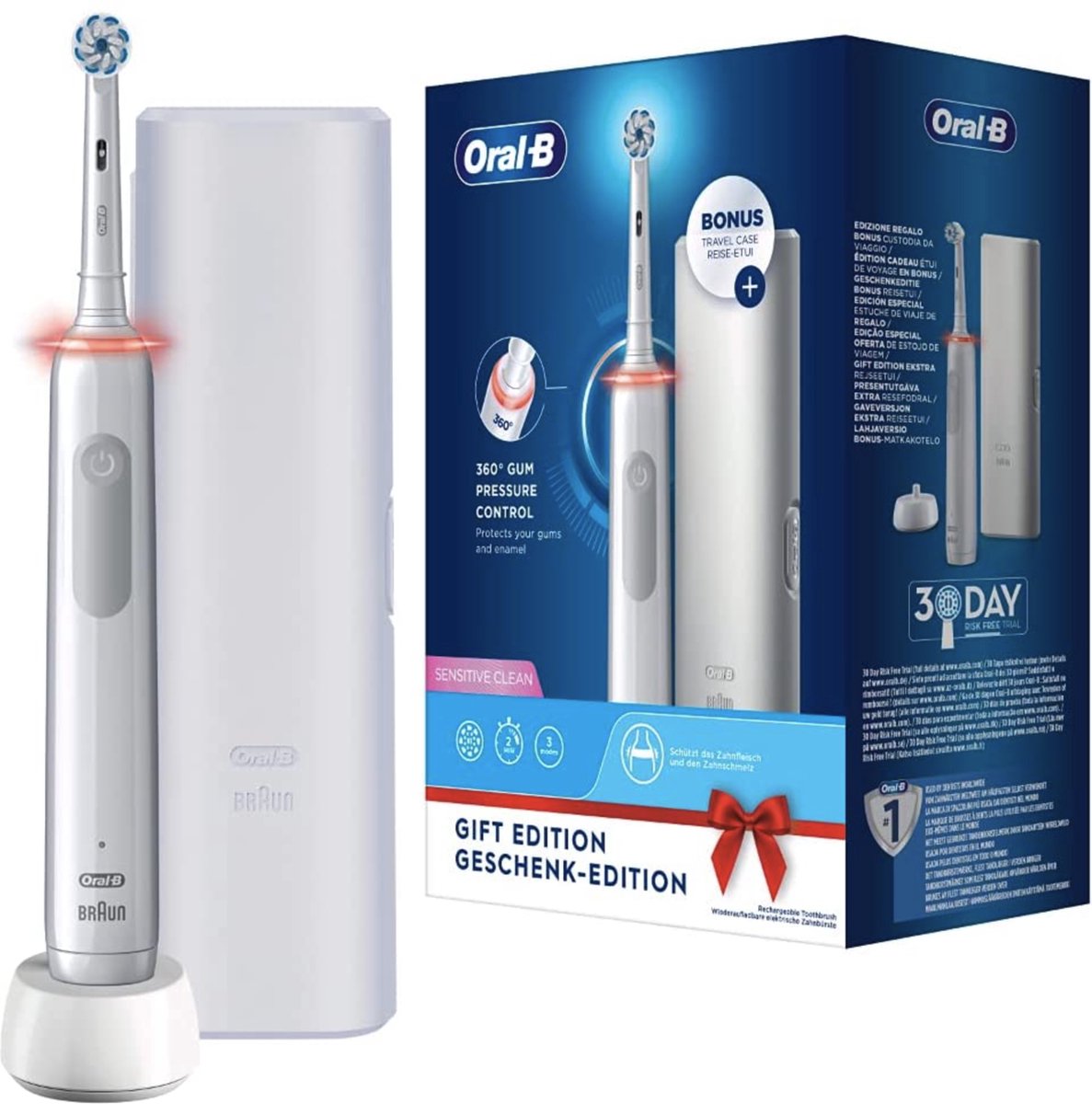 Oral-B Pro 3 - 3500 - Witte Elektrische Tandenborstel + Reisetui - Oral B