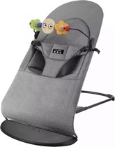 Schommelstoel voor Baby’s en Peuters - Wieg - Wipstoel - Zacht Katoen - 4 Verschillende Standen - met Speeltje - Grijs