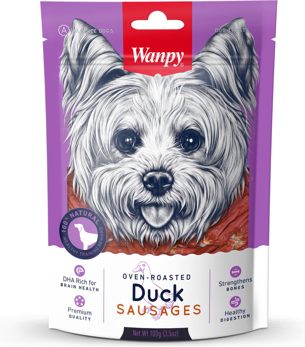 Hondensnack Wanpy - Oven-Roasted Eendensnacks - 100g, Natuurlijke Eiwitrijke Beloningssnack