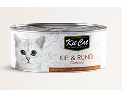 Kit Cat Kip & Rund 24x80gram - Graanvrij - Kattenvoer Natvoer - Kattenblikjes