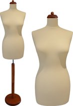 Paspop Dames buste-mannequin-torso - DB Rond - Etalagepop - Beige - 44/46 - Verstelbaar