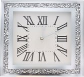 Wandklok - Design klok - Kristal klok - Luxueuze uitgewerkte klok - Klok - Spiegel klok - Spiegel - Romeinse cijfers - NIEUW MODEL - BESTSELLER