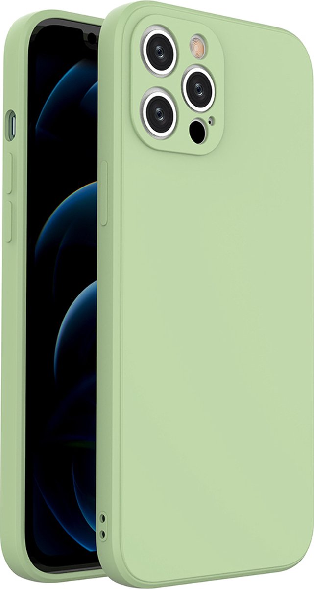 iSolay Ultradun iPhone 12 Pro Hoesje | Shock Proof Case | Siliconen Hoesje | Wasbaar Hoesje | Anti Vingerafdruk Hoesje | iPhone Case | Groen