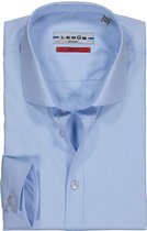 Ledub Stretch Slim Fit overhemd - blauw - Strijkvriendelijk - Boordmaat: 42