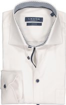 Ledub Modern Fit overhemd - wit structuur (contrast) - Strijkvrij - Boordmaat: 42